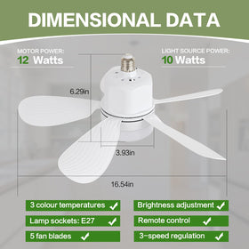 ASALL dimmable LED light on a socket fan for adjustable brightness in any room