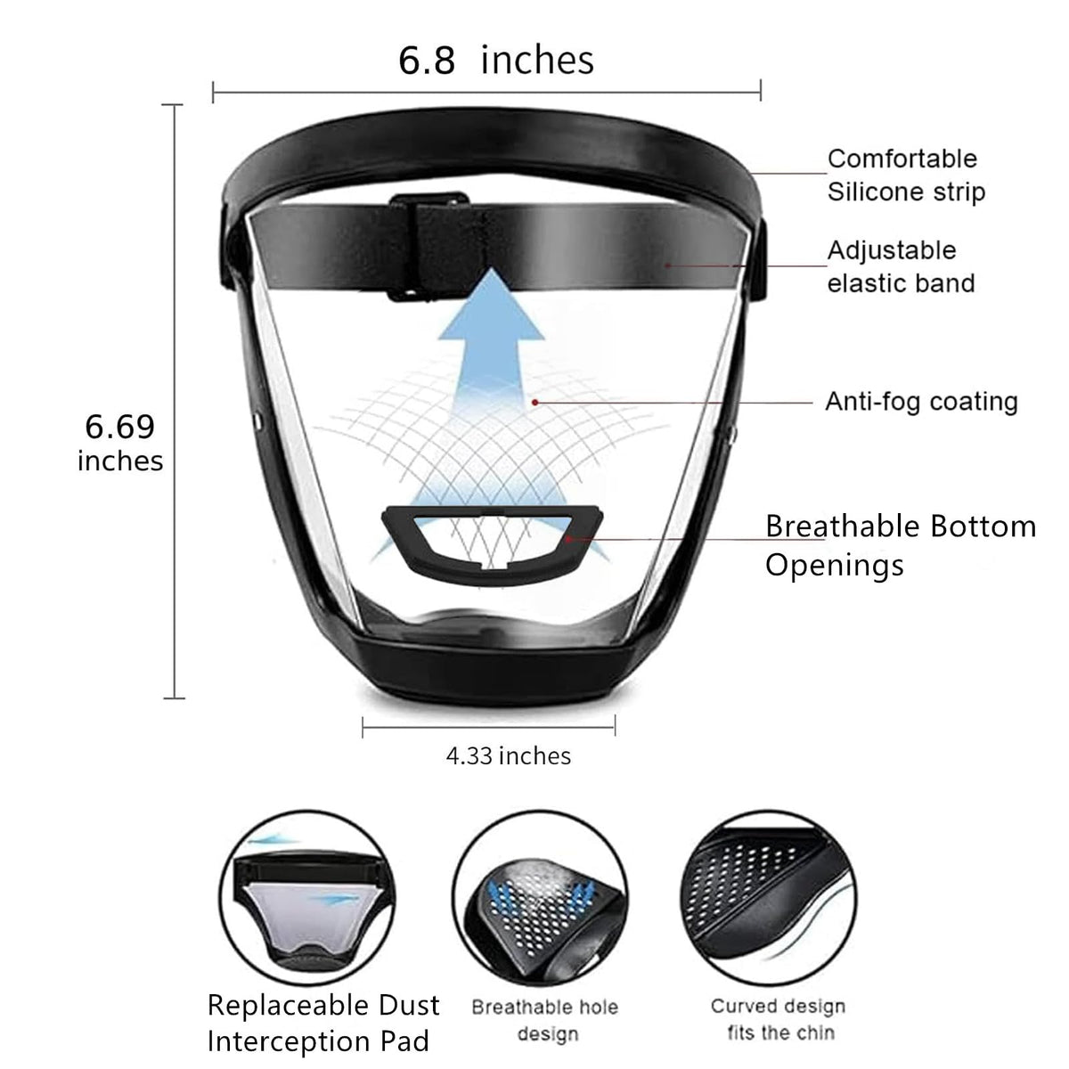 Ascavs shield with anti-fog coating for clear sight in woodworking tasks.