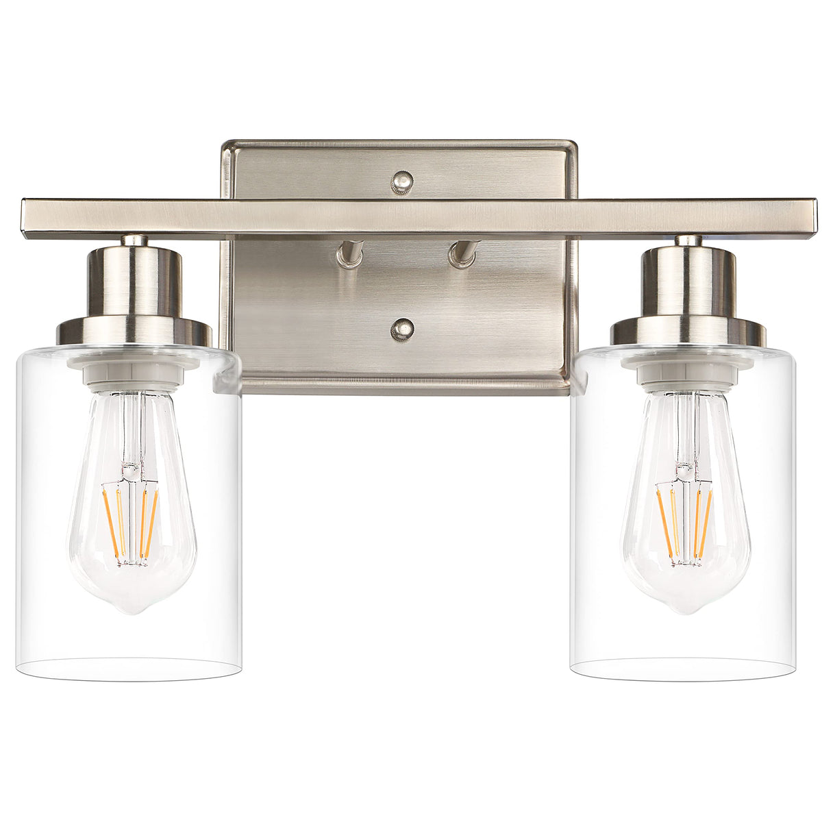 Ascher 2-light wall sconces in brushed nickel with clear glass shade for entryways