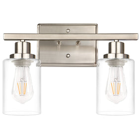 Ascher 2-light wall sconces in brushed nickel with clear glass shade for entryways
