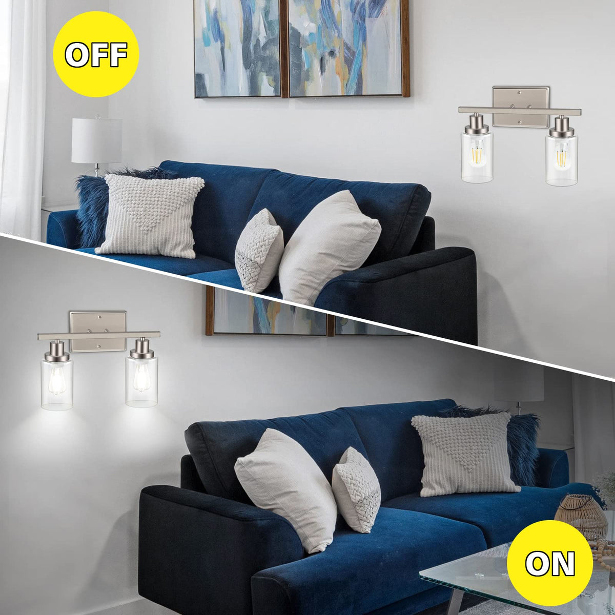Ascher brushed nickel wall light with E26 compatibility for versatile bulbs