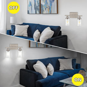Ascher brushed nickel wall light with E26 compatibility for versatile bulbs