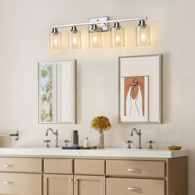 Ascher brushed nickel wall light offers modern style and durable finish for hallways.