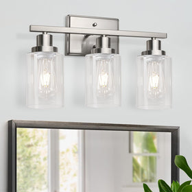 Ascher brushed nickel wall sconce with three lights adds elegant hallway illumination
