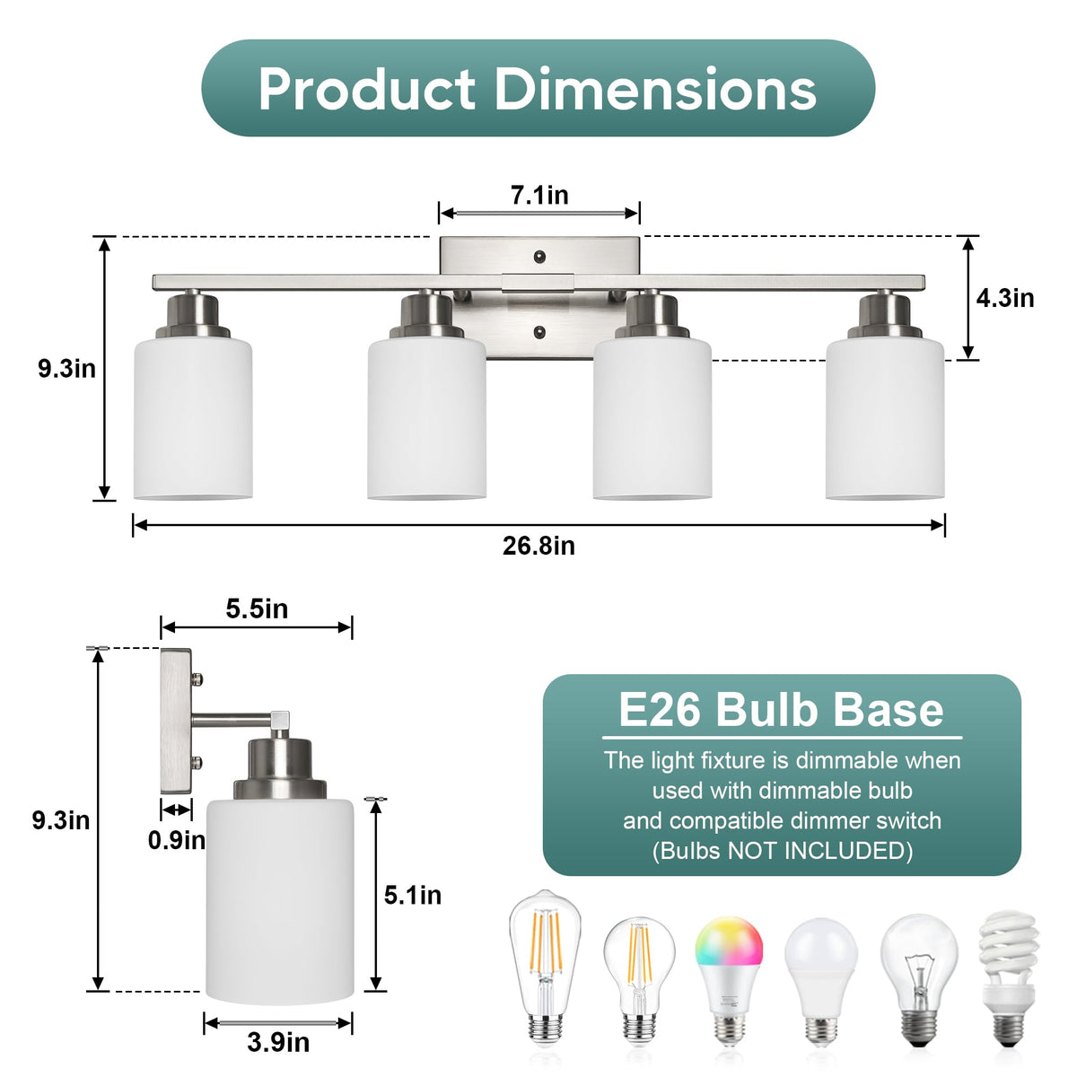Ascher brushed nickel wall sconce with durable finish