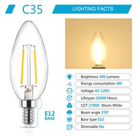 Ascher Classic E12 LED bulb with clear glass filament for vintage chandelier look