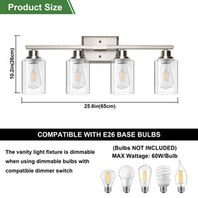 Ascher clear-glass shades showcase bulbs and deliver clean, even illumination.
