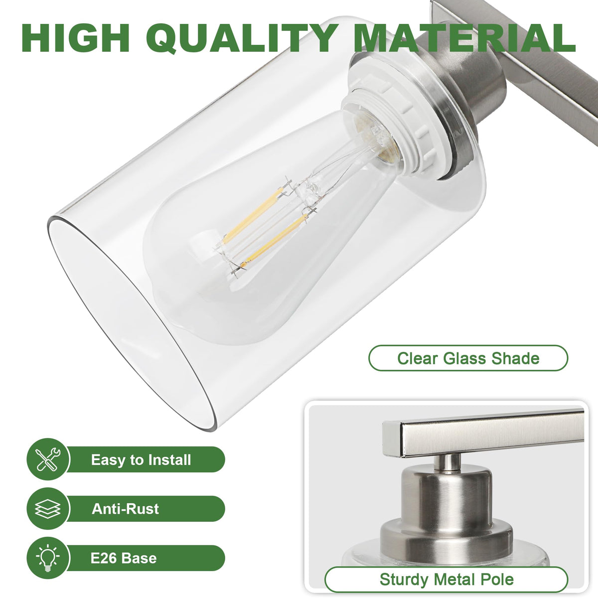 Ascher clear glass shades protect bulbs while enhancing brightness and ambience.