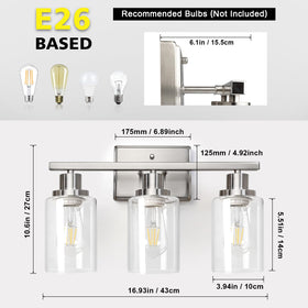 Ascher vanity light uses standard E26 base for flexible bulb choices