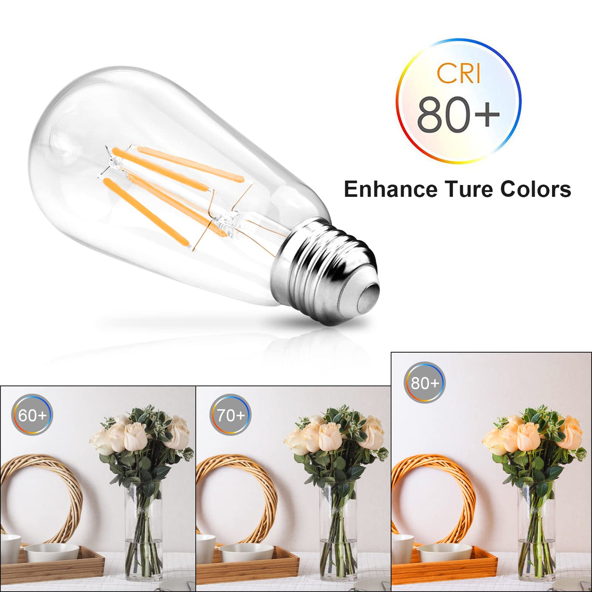 Ascher E26 base bulb easily installs into fixtures for home or cafe décor.