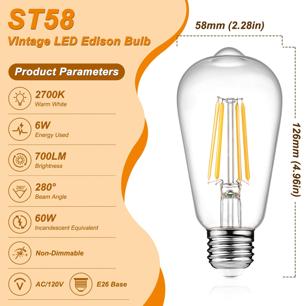 Ascher LED filament bulb delivers 700 lumens for vibrant decor