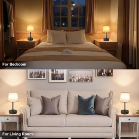 Ascher flaxen shade table lamp adds soft texture and warm ambience.