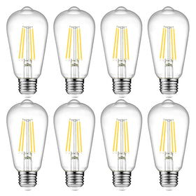 Ascher LED Edison bulbs with clear glass filament for vintage charm and bright clarity.