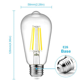 Ascher LED filament bulb shows bright 700 lumens for natural color in living spaces.