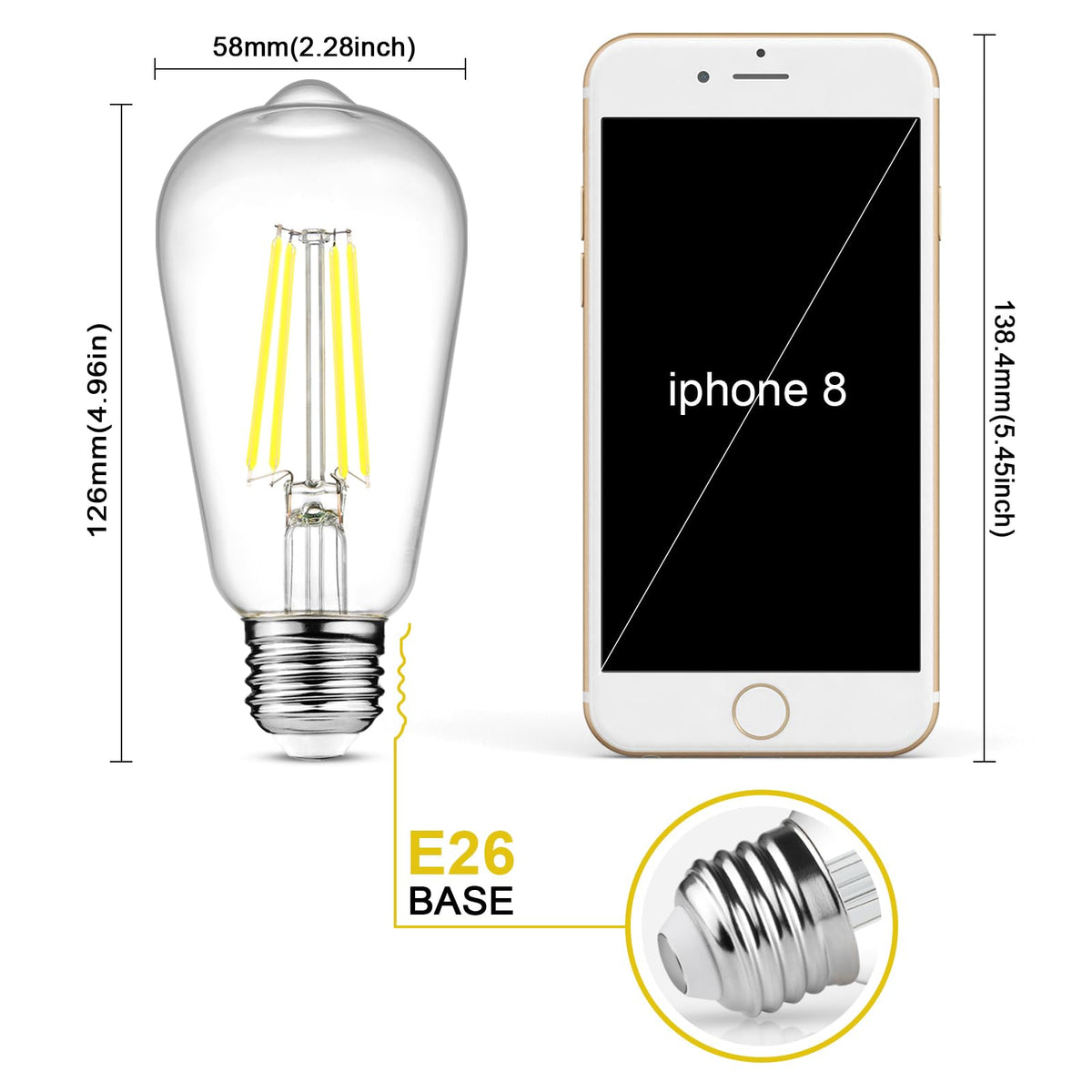 Ascher LED filament bulb in clear glass delivers 5000K daylight for crisp task lighting