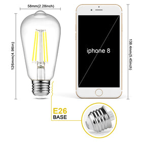 Ascher LED filament bulb in clear glass delivers 5000K daylight for crisp task lighting