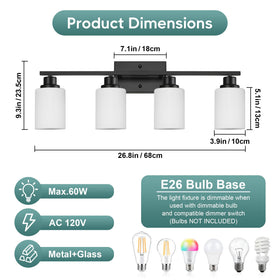 Ascher milky white glass shades diffuse glare for comfortable vanity lighting