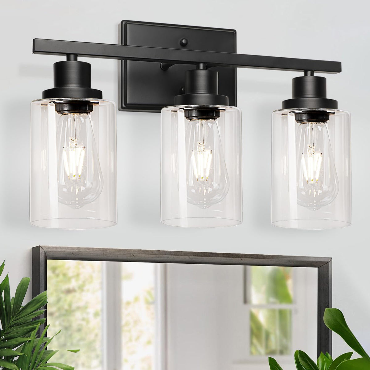 Ascher black vanity light suits modern, industrial, and transitional decors.