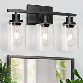 Ascher black vanity light suits modern, industrial, and transitional decors.