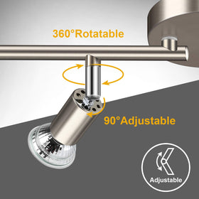 Ascher track heads showing 360-degree rotation for flexible angles