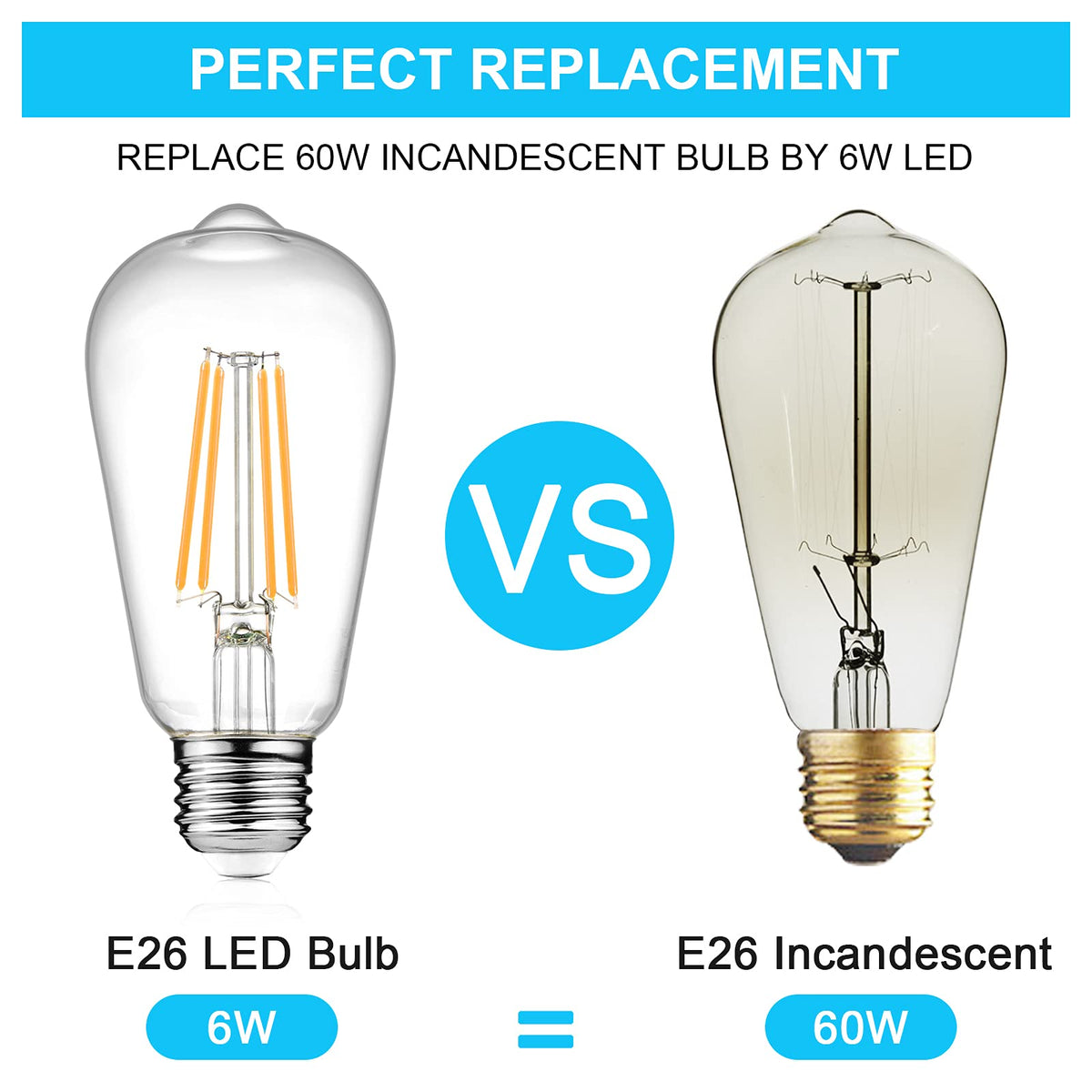 Ascher non-dimmable Edison bulb for steady non-dim lighting