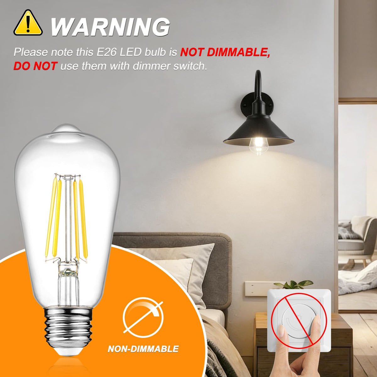 Ascher vintage LED filament bulb with CRI 80 for true color rendering