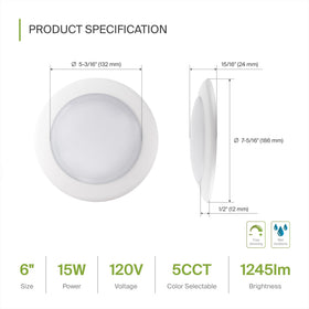 ASD 12-pack LED disk light 5CCT switch provides flexible color temperature options