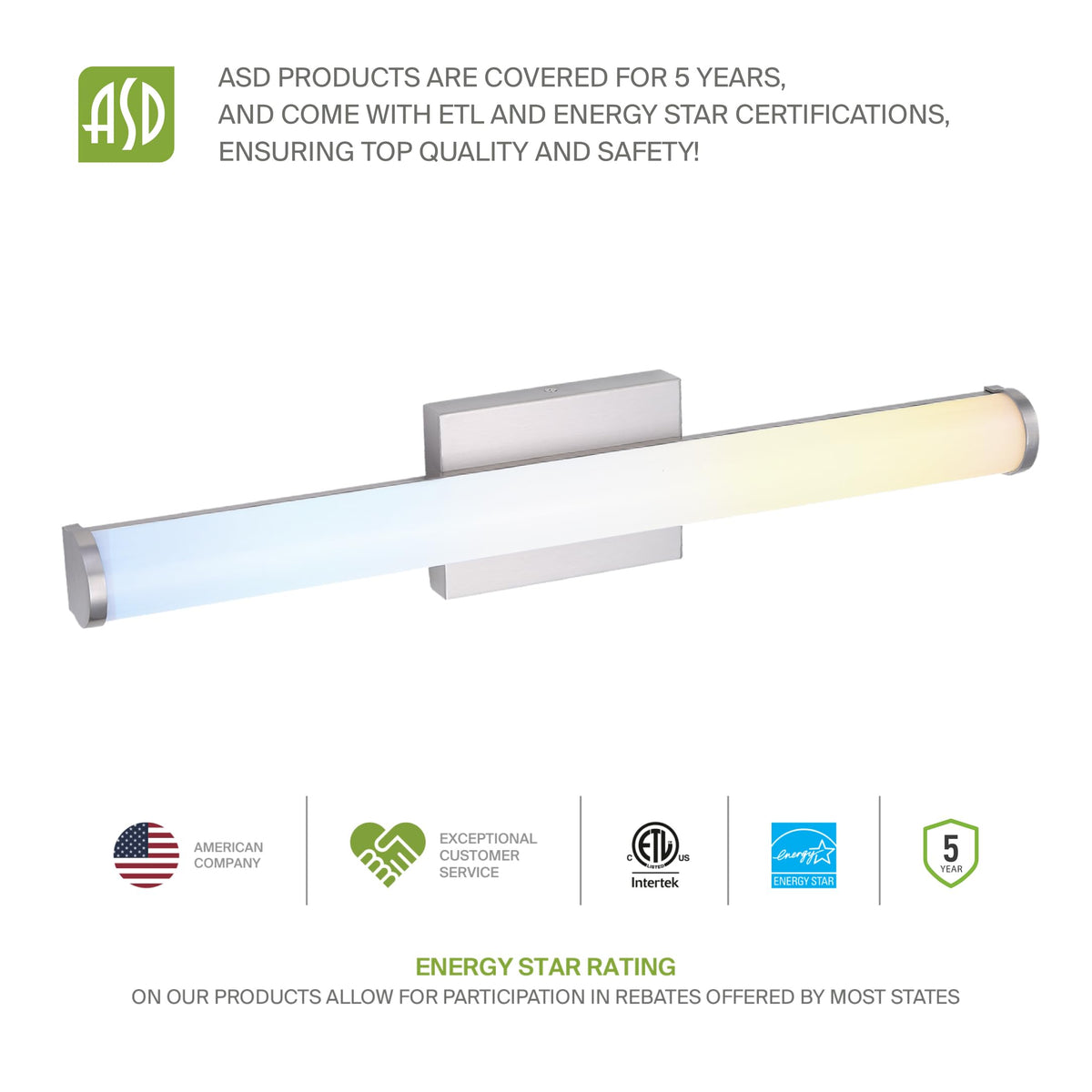 ASD vanity light above mirror ideal for bedroom vanity or cabinet lighting