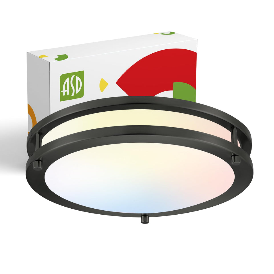 ASD LED 12-inch round flush mount close to ceiling delivers broad, even illumination