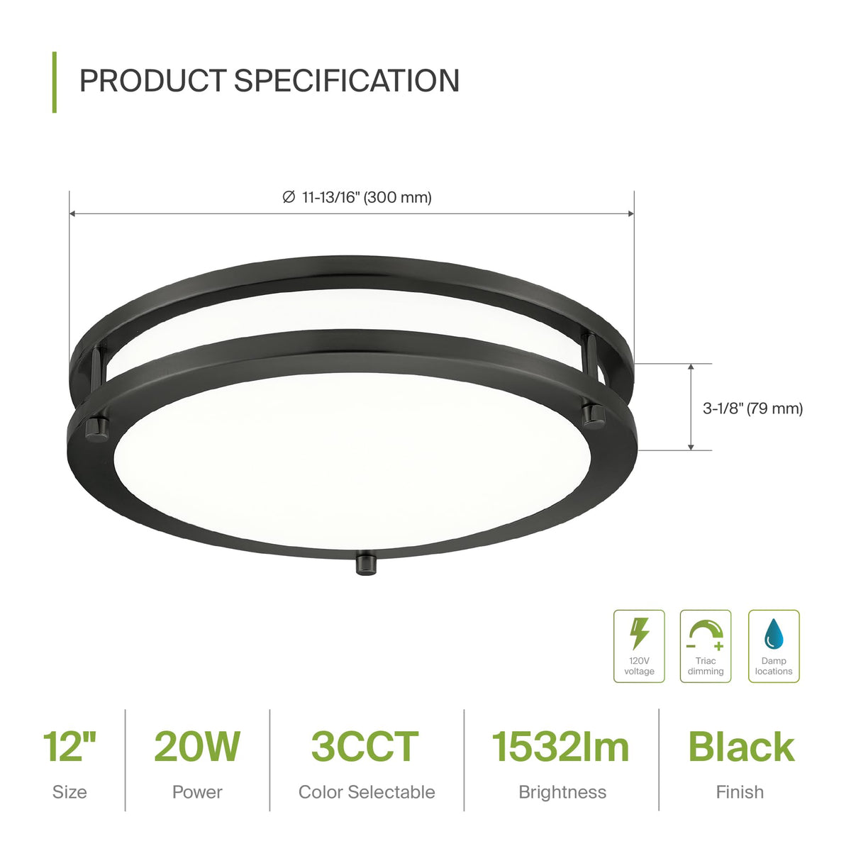 ASD LED flush mount dimmable from full brightness to low