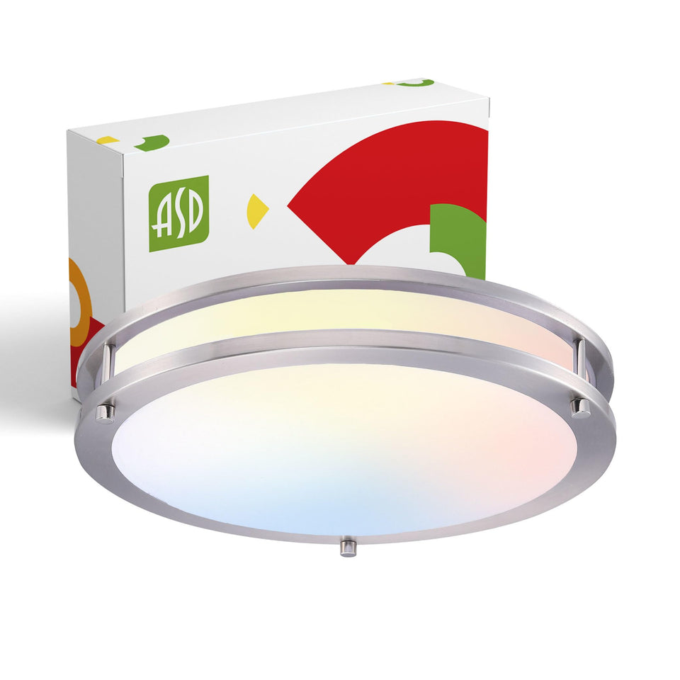 ASD LED 14 inch round flush mount close up with 3CCT range for versatile mood lighting