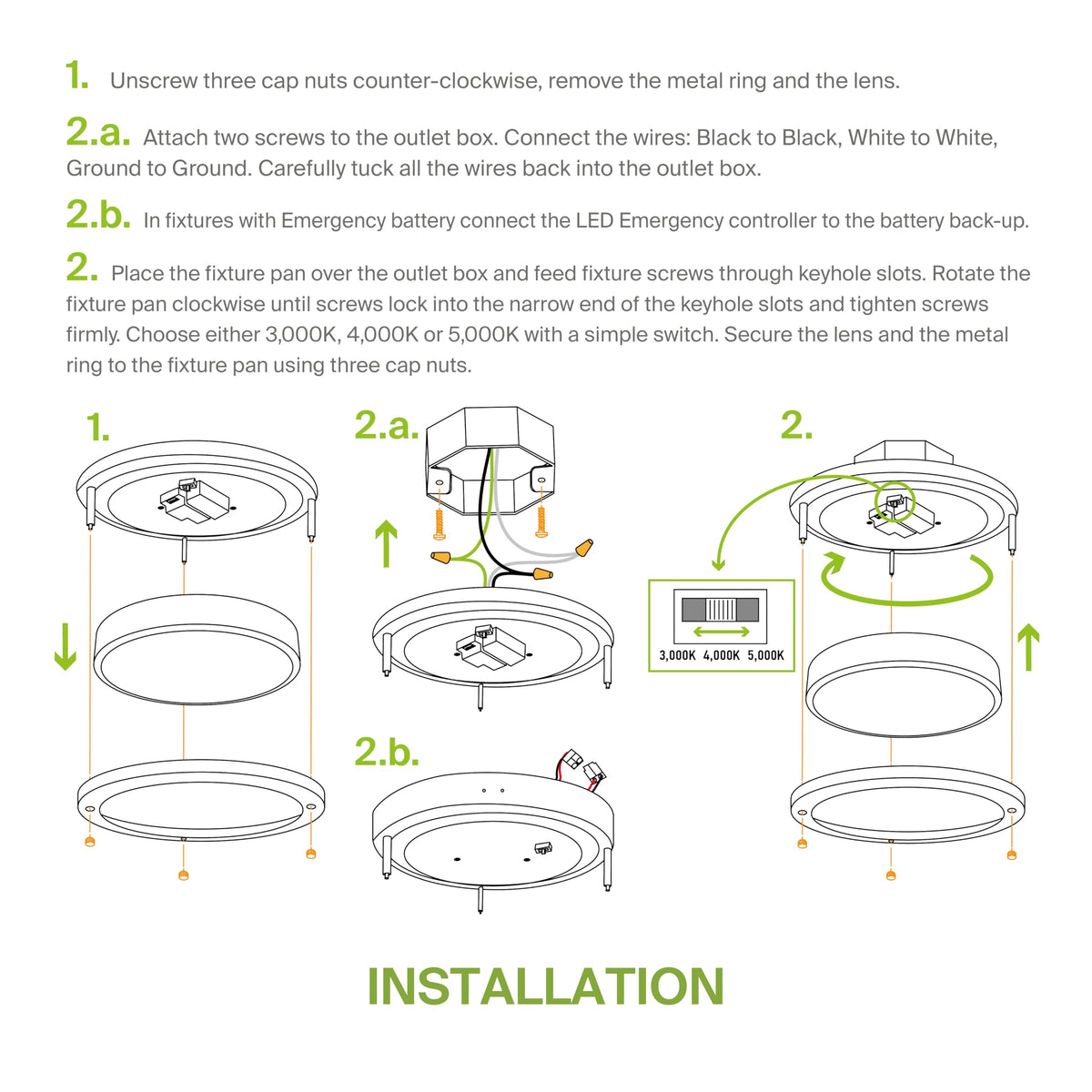 ASD LED 18-inch round flush mount quick install with included hardware.