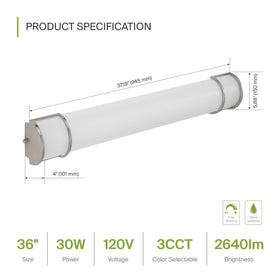 ASD LED vanity light showing three color temperatures for mood-adjustable lighting.