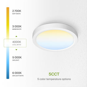 ASD LED 5-Inch Round Flush Mount damp-location rated for indoor use.