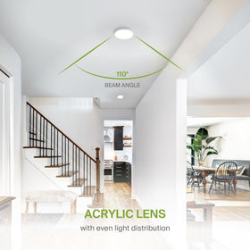 ASD LED 5-Inch Round Flush Mount ultra-thin profile mounted on ceiling.