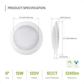 ASD 6-inch LED disk light showing 105° beam for broad coverage