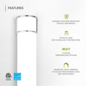 Dimmable ASD vanity light with smooth brightness control for any setting.