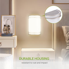 ASD damp-location rated wall sconce ensures safe use in moist spaces.