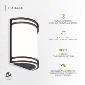 Dimmable ASD wall sconce adapts brightness from 10% to 100%