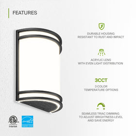 ASD matte black wall sconce with 4000K cool white illumination.