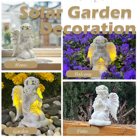 ASDFG hand-painted angel garden statue offers color and character.