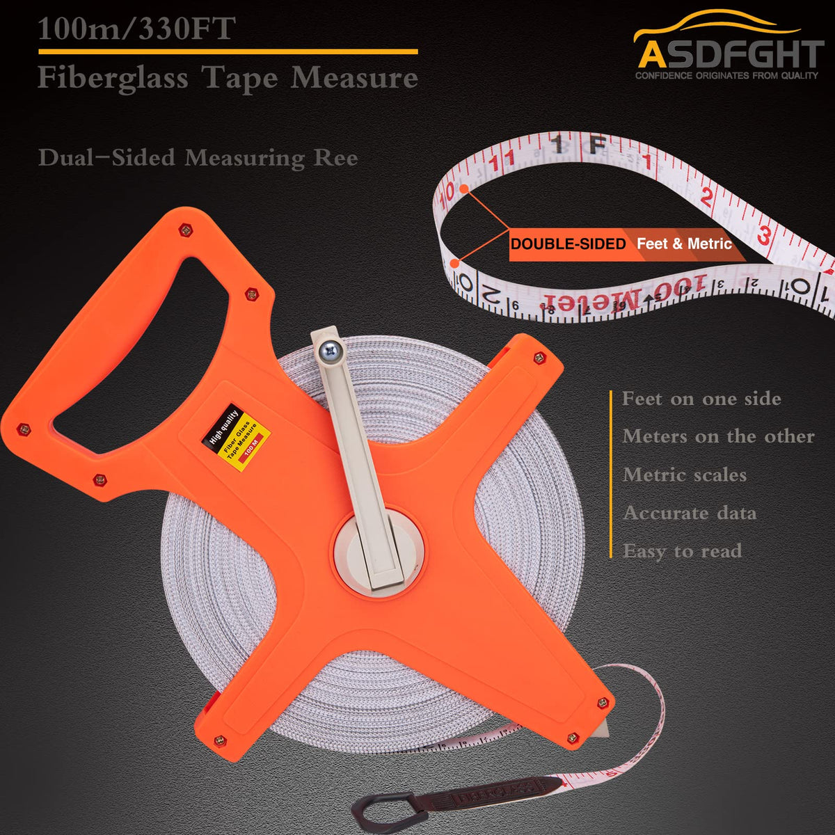 ASDFGHT Open Reel Tape Measure ideal for outdoor field tasks
