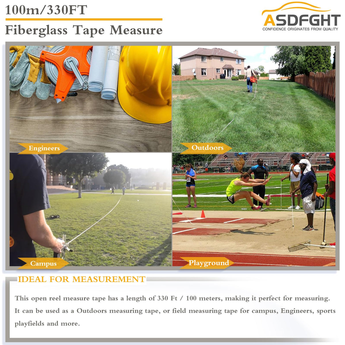 ASDFGHT Open Reel Tape Measure spikes on dirt enable stable measurements