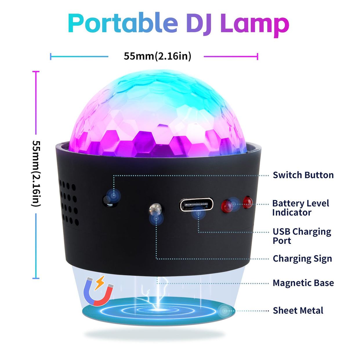 ASFSKY disco ball RGB colors dancing to your playlist for vibrant room vibes