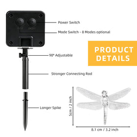 ASFSKY Dragonfly Solar Lights brighten trees and gardens at night.