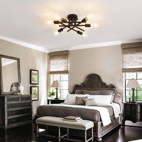 ASGYISA six-light ceiling lamp brightens and frames dining and living areas
