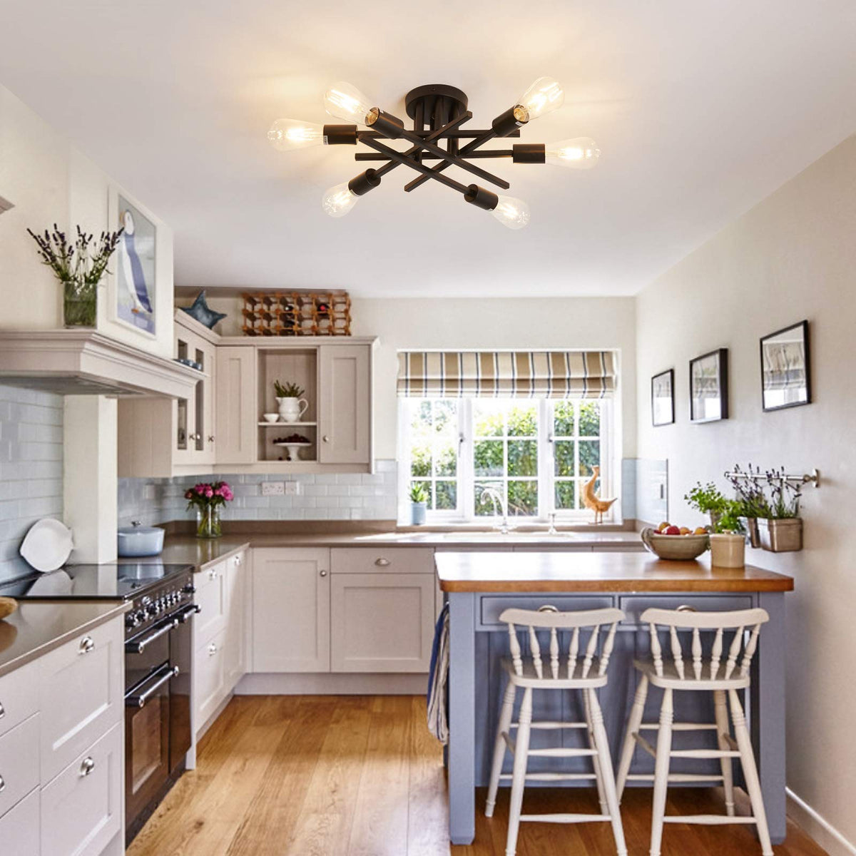 ASGYISA matte black sputnik chandelier adds modern retro charm to living room