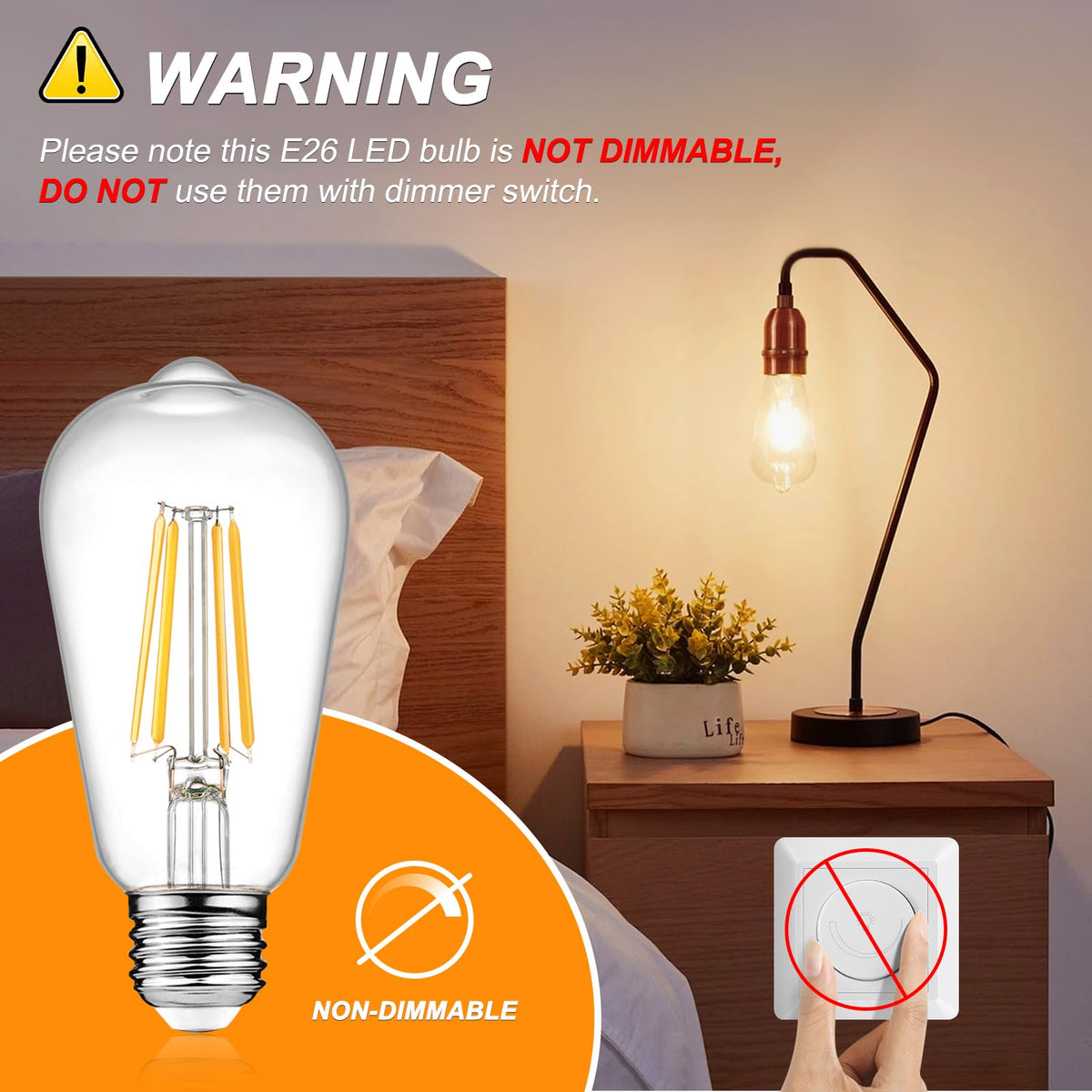 Ascher 2700K warm white Edison bulb creates inviting ambiance in living spaces.