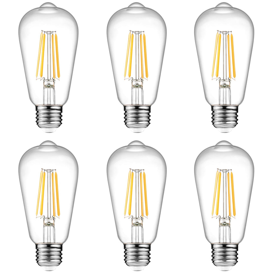 Ascher vintage LED Edison bulb with clear glass showcases classic filament design for cozy home lighting.
