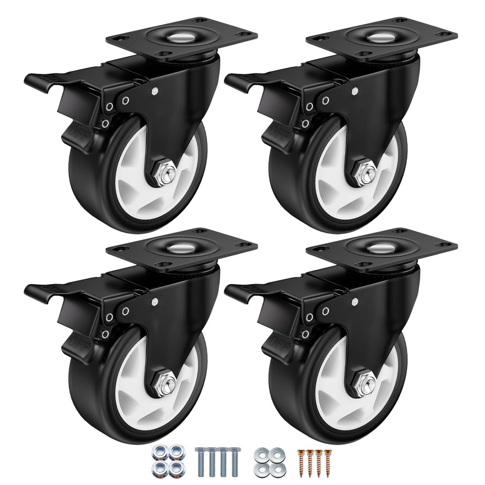 ASHGOOB 4-inch caster wheel with AB brake pedal for secure locking on furniture